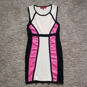 Size M WOW Couture Color Block Hot Pink BlushDress